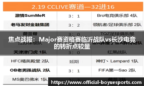 焦点战报：Major赛资格赛临沂战队vs长沙电竞的转折点较量